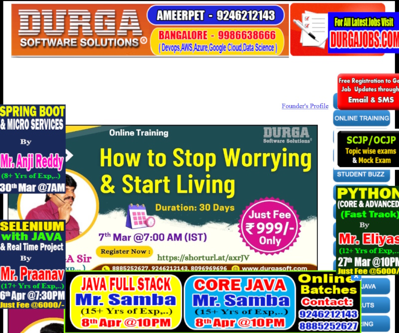 Screenshot of the crammed and colourful Durgasoft Website